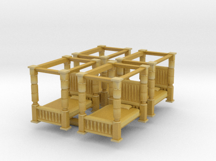 Four Poster Bed (x4) 1/200 3d printed
