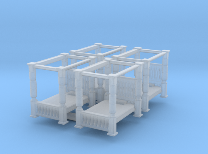 Four Poster Bed (x4) 1/220 3d printed
