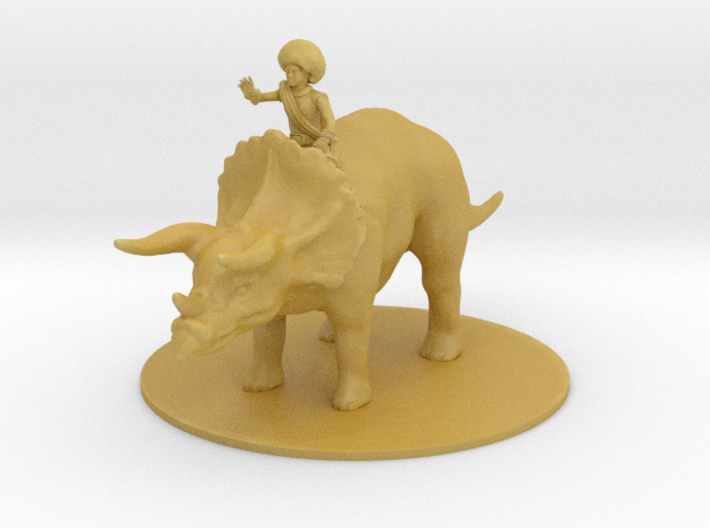 Human Female Mage on her Triceratops 3d printed