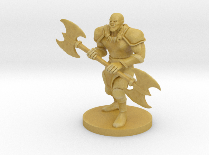 Half-Orc Male Barbarian with Double Axe 3d printed 