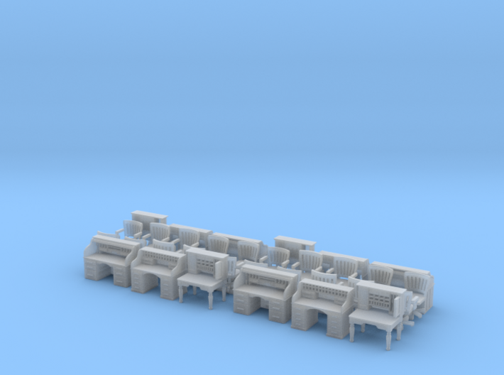 HO Scale Desks And Chairs X4 sets 3d printed