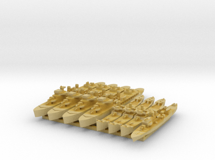 French Colonial Fleet 1:2400 (8 ships) 3d printed 