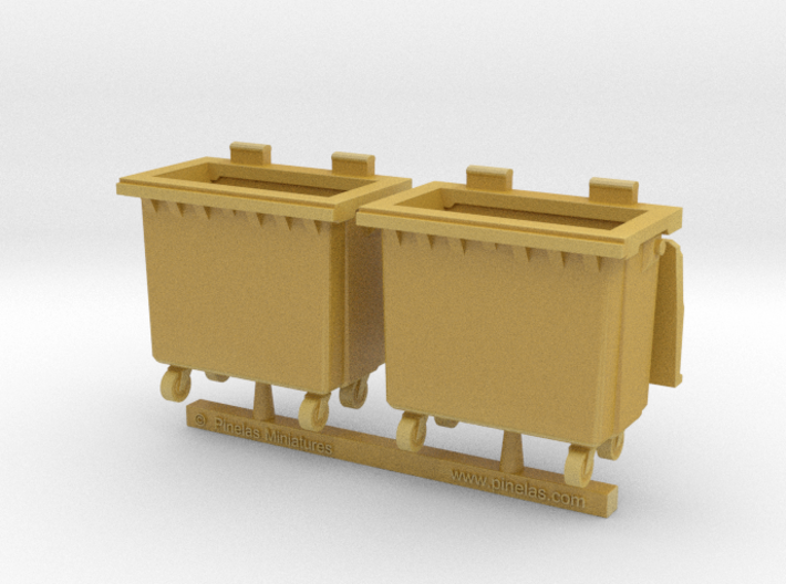 Trash bin with wheels 01. 1:64 Scale 3d printed