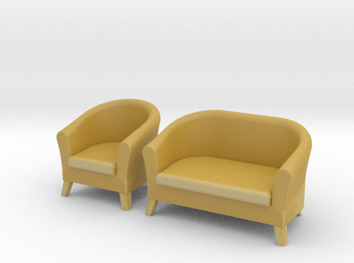 1:48 Club-Style Sofa Set 3d printed 