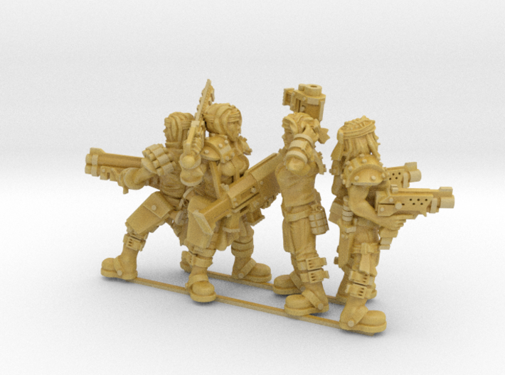 Female Miner Gang with Mixed weapons 3d printed