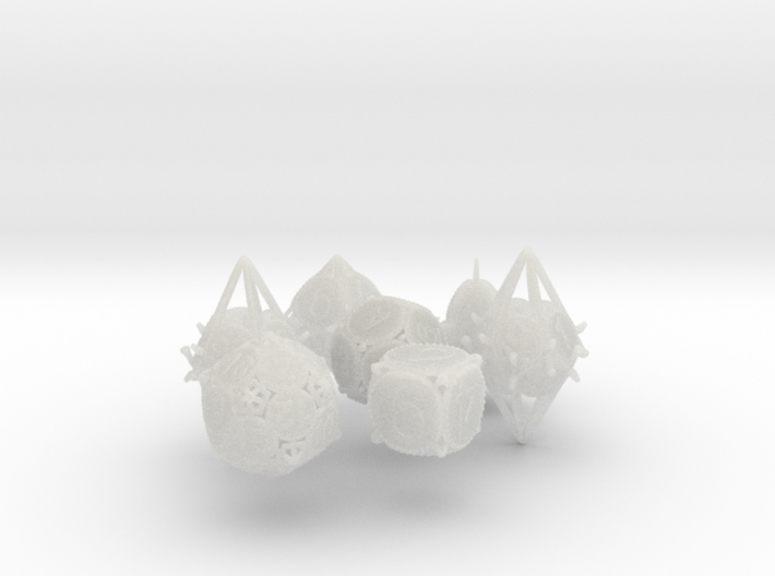 Swords and Shields D&amp;D Dice set with Decader 3d printed