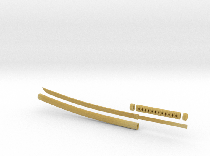 Katana - 1:6 scale - Curved Blade - No Tsuba 3d printed 