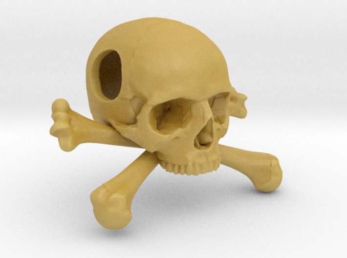 25mm 1in Bead Skull &amp; Bones Pendant Crane 3d printed