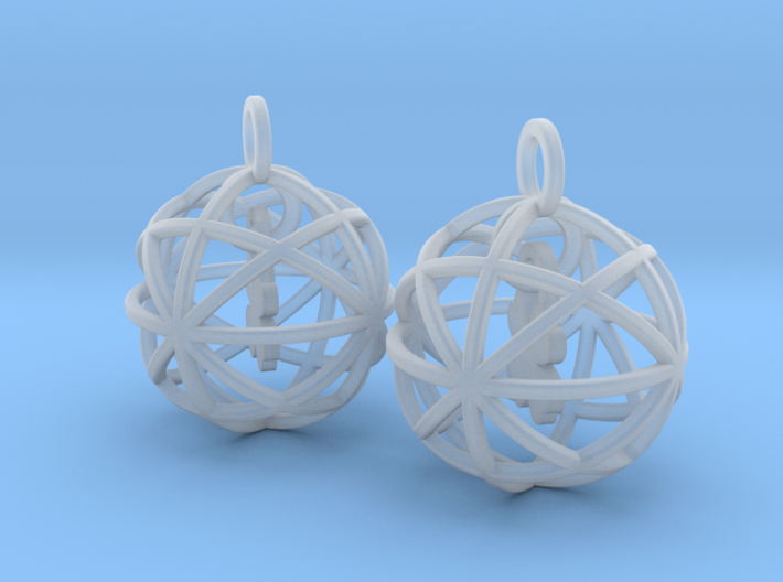 Clover in a Sphere Earrings 3d printed