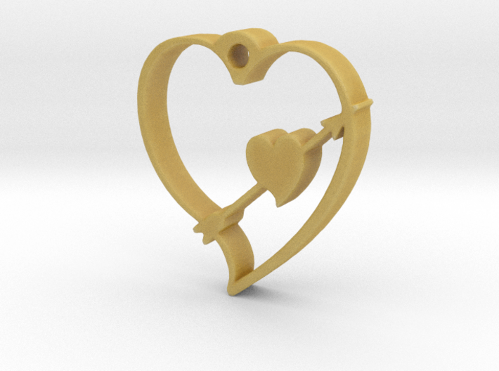 Cupid's Shot Heart Pendant 3d printed