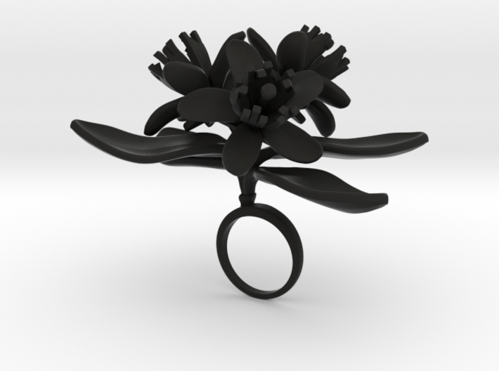 Ring with three large flowers of the Lemon 3d printed