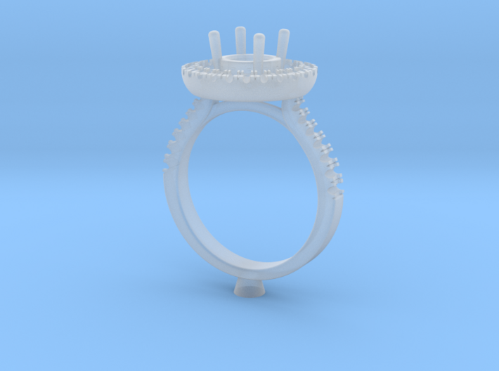 CC37-Engagement Halo Ring Printed Wax Resin. 3d printed