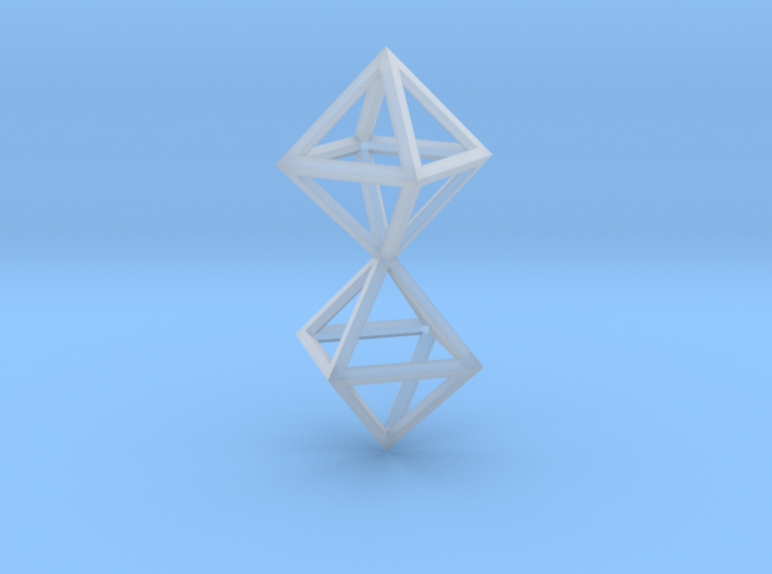 Faceted Twin Octahedron Frame Pendant Small 3d printed