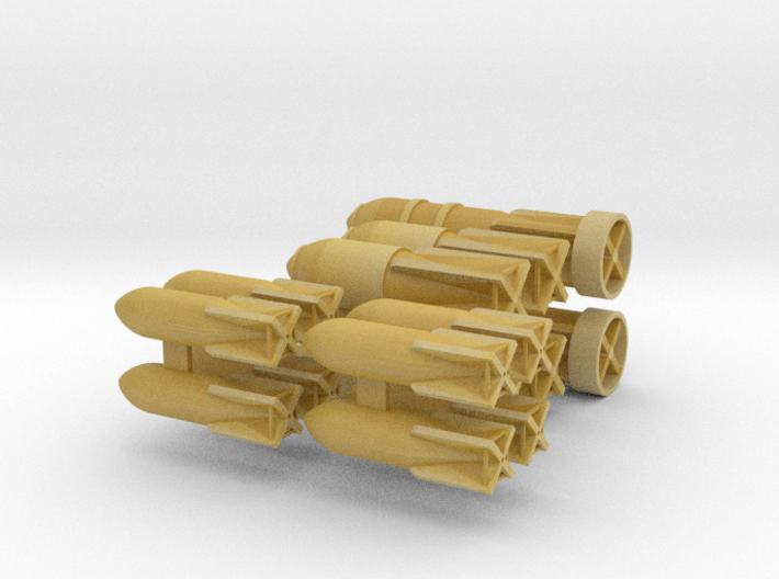 1/144 WWII Luftwaffe Aerial Bombs 3d printed 