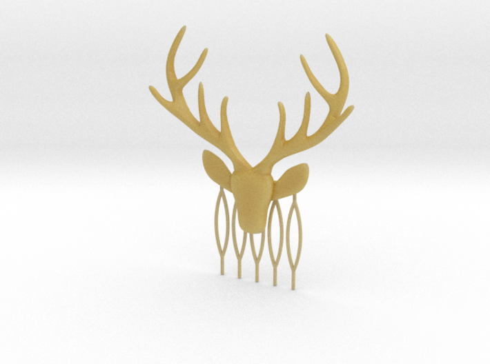 Stag with antlers comb hairpin 3d printed