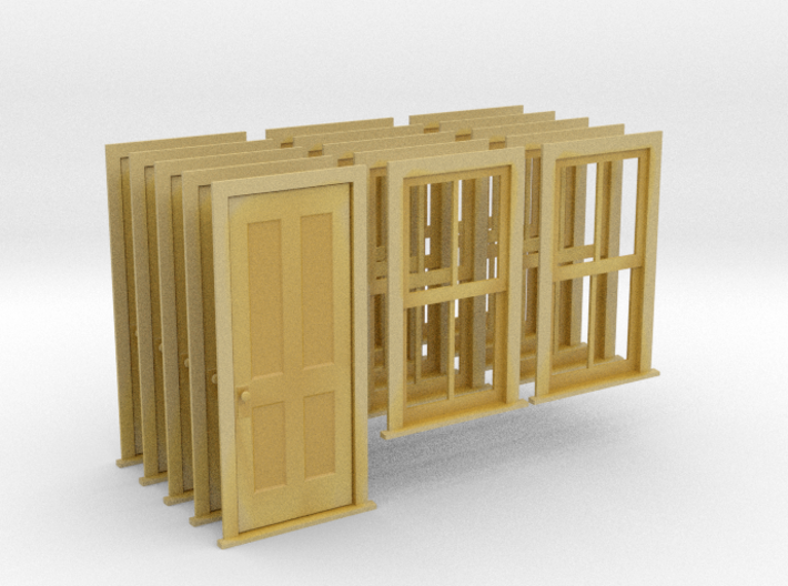 O Scale Bunkhouse Door And Windows 5 Sets 3d printed 