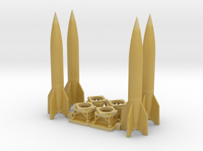 V-2 and launch pads 1/700 scale (4 each) - sprue 3d printed 