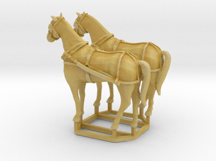 2 pack HO scale horses with harnesses variant 1  3d printed 