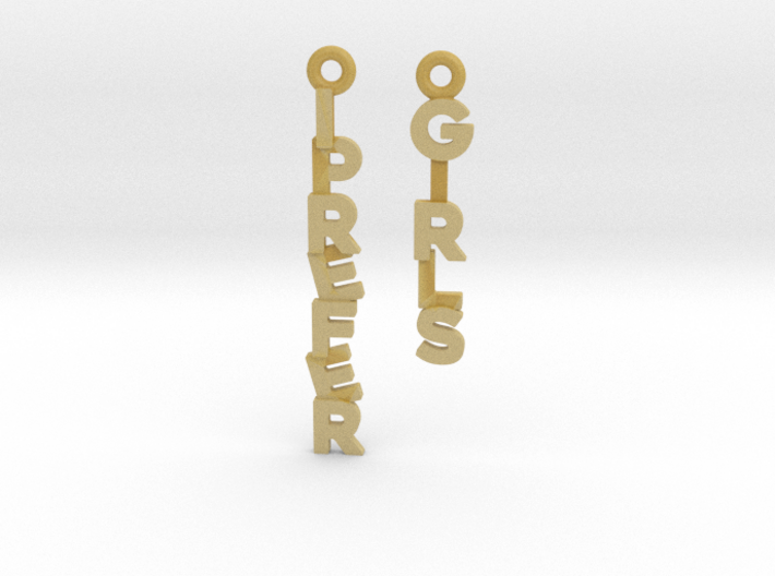 &quot;I prefer girls&quot; - Naughty messages earings 3d printed