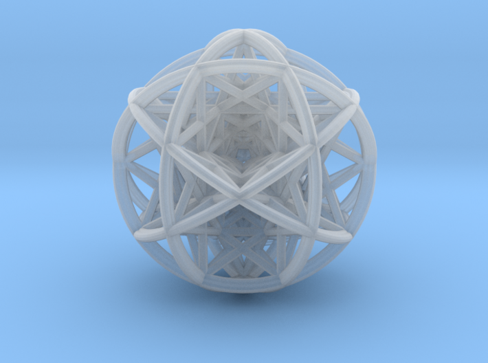 Scaled arrayed star hedron inside sphere  3d printed