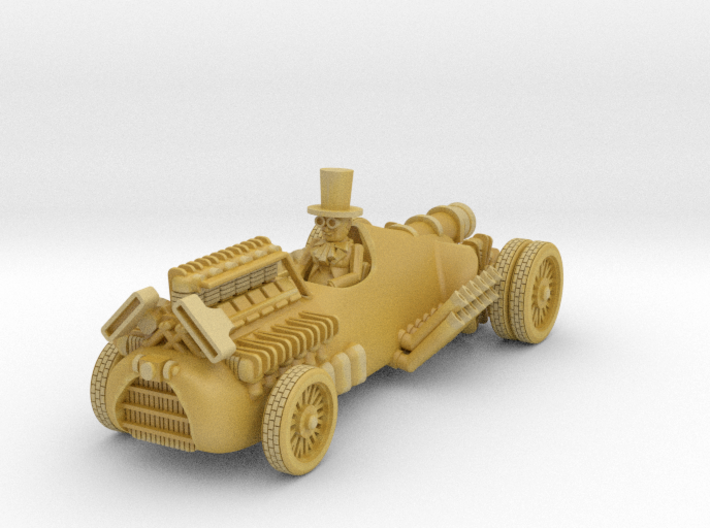 post apocalypse classic race car + rocket engine 3d printed 