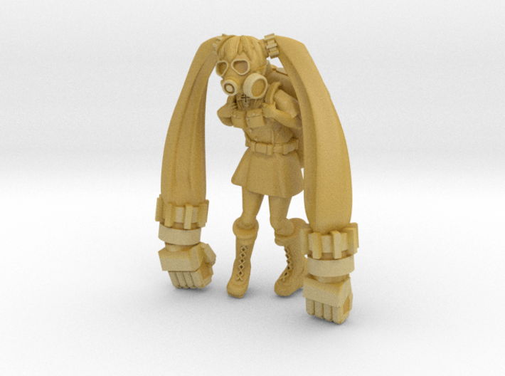 Girl carrying gas mask and missile rucksack 3d printed 