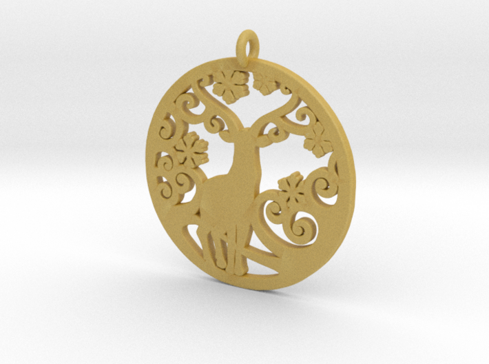 Deer-Circular-Pendant-Stl-3D-Printed-Model 3d printed