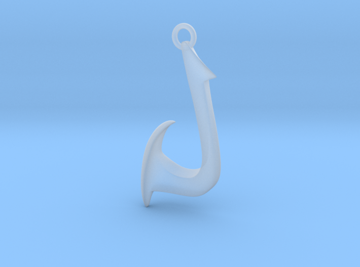 Cosplay Charm - Fish Hook (curved with hoop) 3d printed