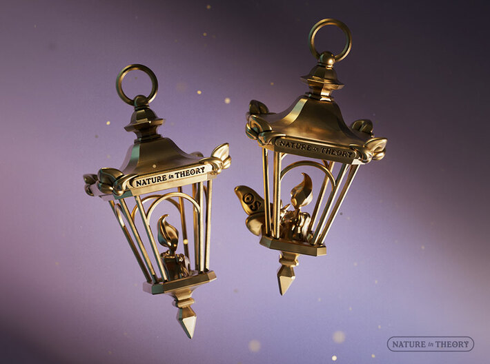 A Candle in the Dark ✦ Lantern Pendant with Moth 3d printed Back: Close-up 3D render. This listing is for a single lantern with moth ONLY.