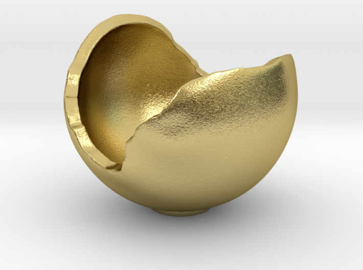 Miniature Ornament Broken Spherical Bowl 3d printed Natural Brass