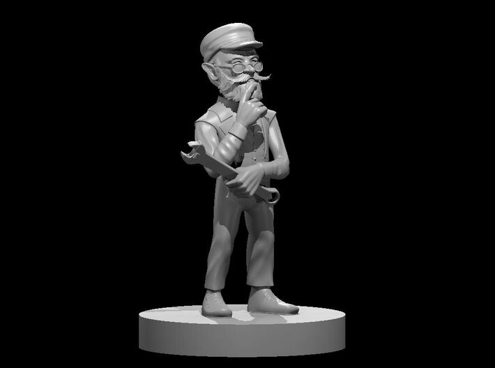Gnome Male Artificer Old and Pondering 3d printed 
