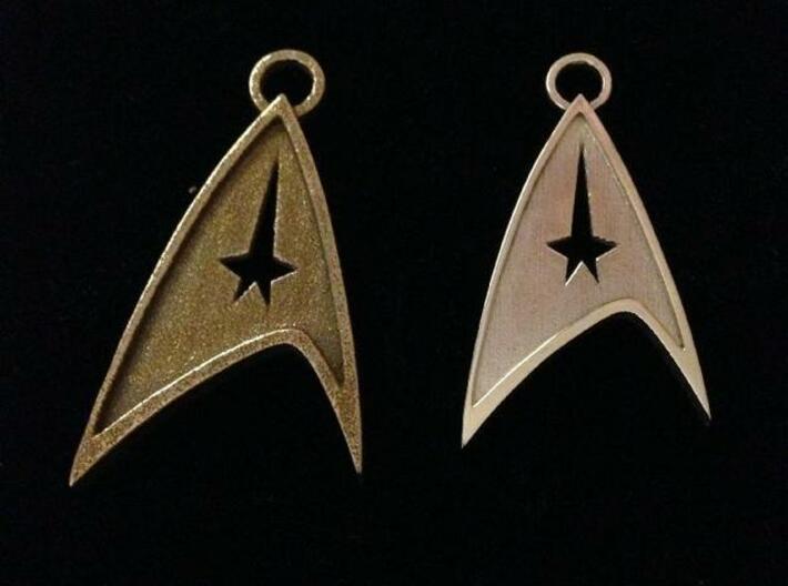 Star Trek Pendant 3d printed Shapeways Print Natural Silver and Bronze Steel
