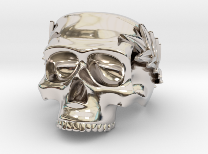 Skull Ring with Laurels 3d printed