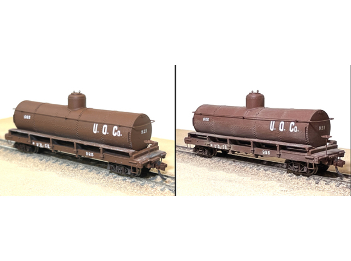TTn3 / TTn42 PCRy Tank Car #923 3d printed Unweathered (L), weathered ‘(R); trucks, couplers, brake wheel, brass wire, decals not included.