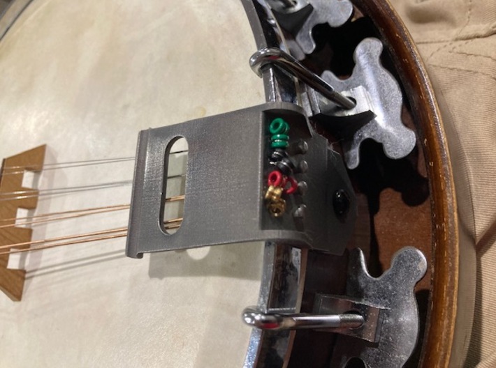 G. H. &amp; S. 1920s Banjo Mandolin Tailpiece 3d printed Part Lightly Polished Fitted with Strings