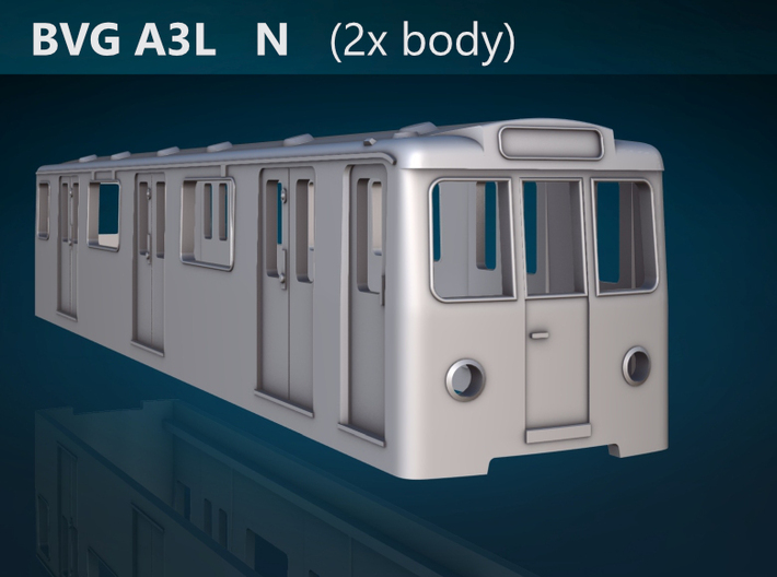 Berlin Baureihe A3L N [2x body] 3d printed BVG Baureihe A3L front rendering