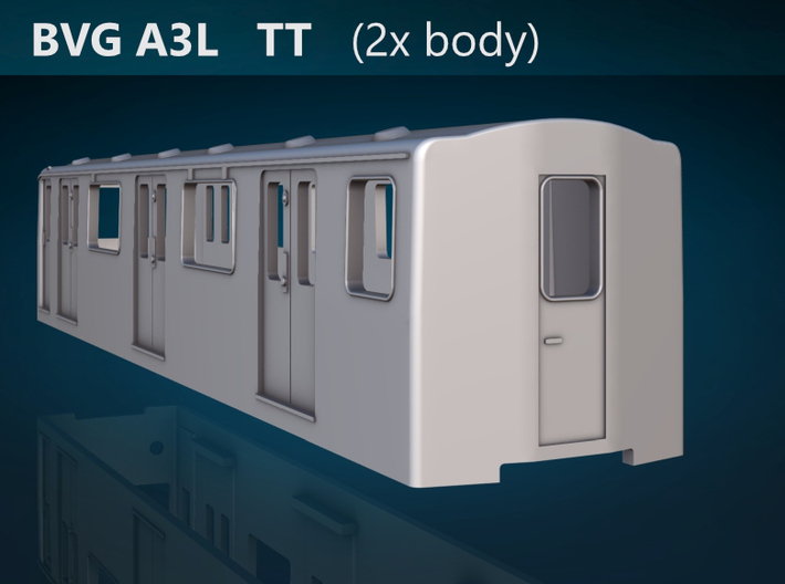 Berlin Baureihe A3L  TT [2x body] 3d printed BVG Baureihe A3L rear rendering