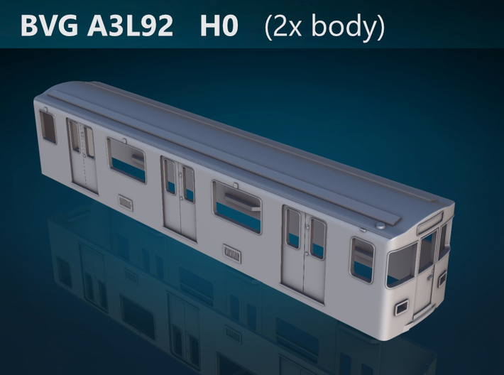 Berlin Baureihe A3L92  H0 [2x body] 3d printed BVG Baureihe A3L92 top rendering