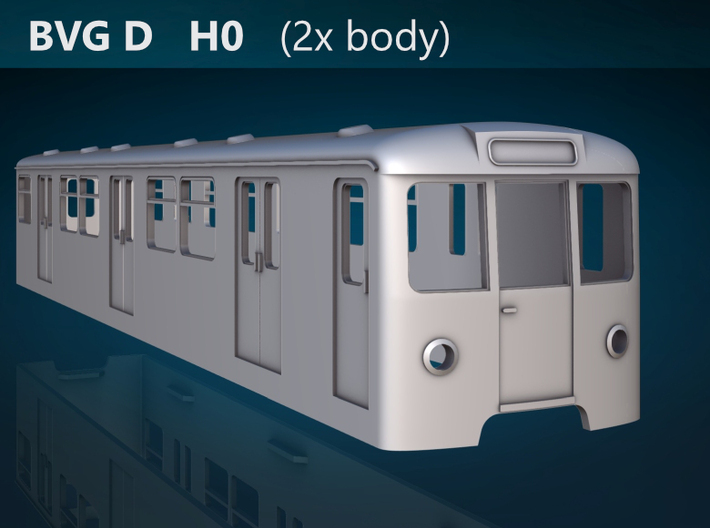 Berlin Baureihe D H0 [2x body] 3d printed BVG Baureihe D front rendering