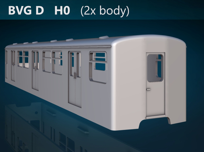 Berlin Baureihe D  H0 [2x body] 3d printed BVG Baureihe D rear rendering