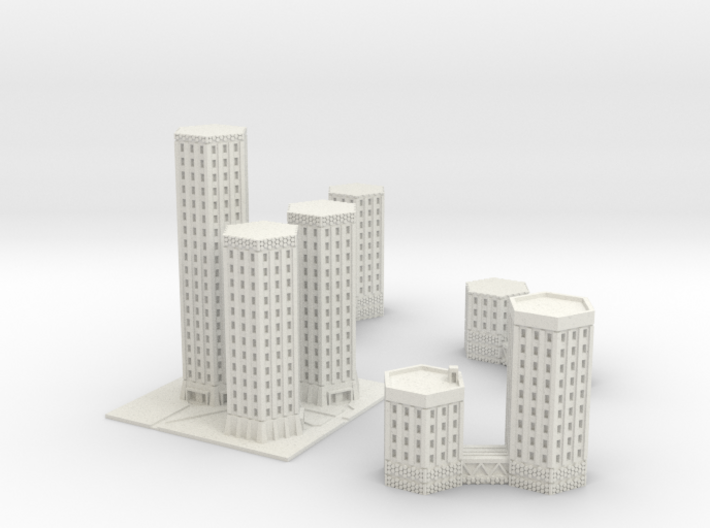 Triple Tower Skyscraper for Small Scale Wargames 3d printed