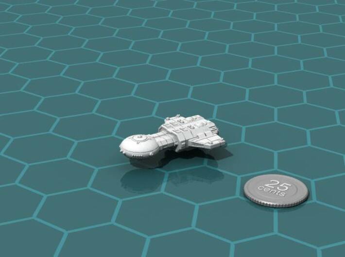 Vilani Assault Cruiser 3d printed Render of the model, with a virtual quarter for scale.