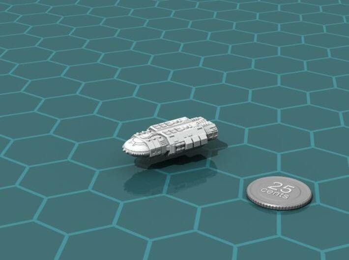 Vilani Battlecruiser 3d printed Render of the model, with a virtual quarter for scale.