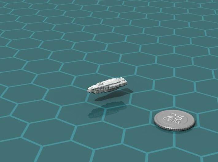 Heimatwelt Frigate 3d printed Render of the model, with a virtual quarter for scale.