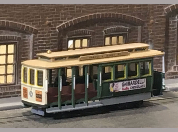 N scale San Francisco Powell St Cable Car-N Scale 3d printed (Motor, trucks, decals, figure not included)