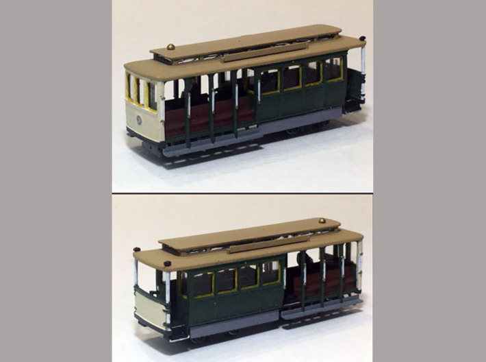 N scale San Francisco Powell St Cable Car-N Scale 3d printed Painted, without decals. (Motor, trucks, decals, figure not included)