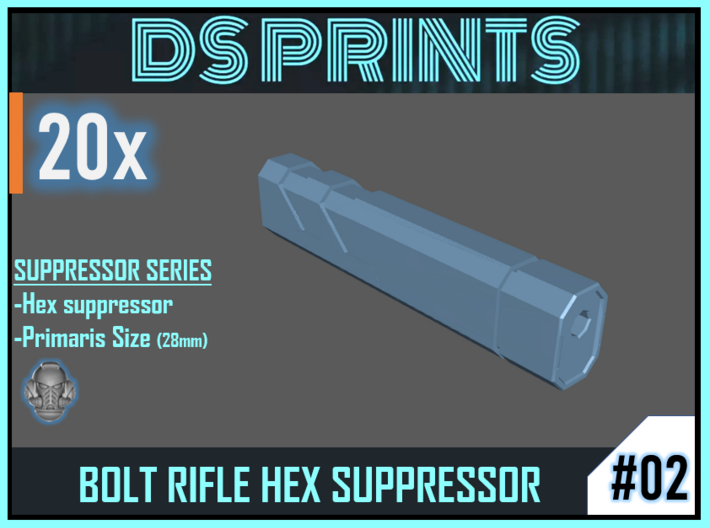 BOLT RIFLE HEX SUPPRESSOR 20x bits 3d printed 