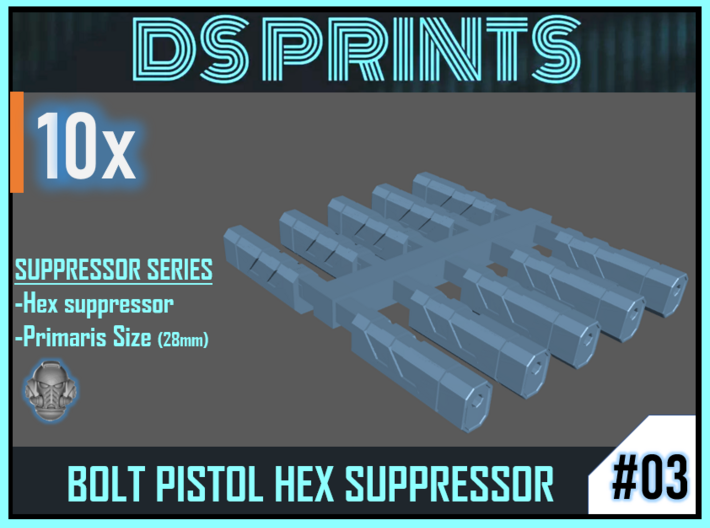 BOLT PISTOL HEX SUPPRESSOR 10x bits 3d printed 