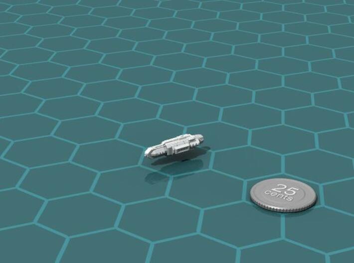 New Hudson Fleet Missile Frigate 3d printed Render of the model, with a virtual quarter for scale.
