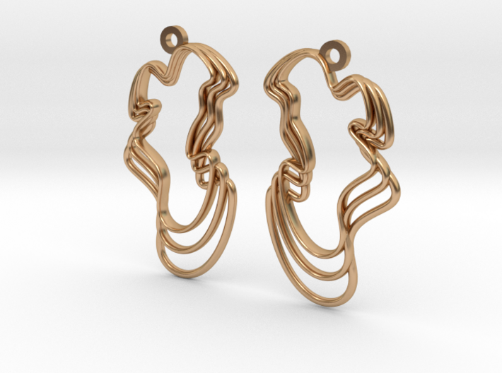 Water Waves Curvy Earrings 3d printed